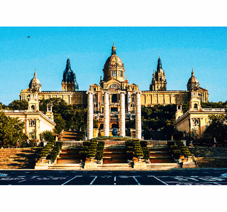 Estor enrollable habitación vistas iluminadas a montjuic - TenVinilo