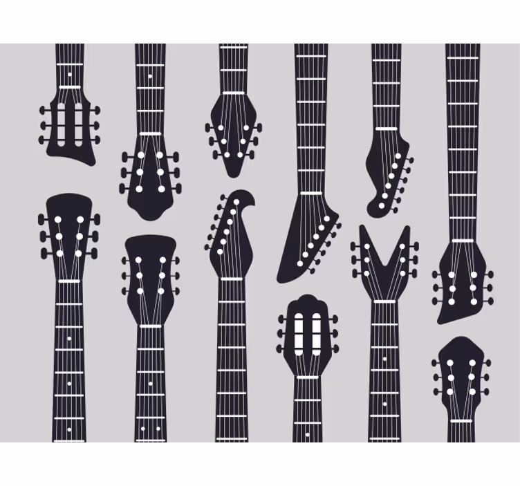 Estor enrollable gris silueta de mástil de guitarra - TenVinilo