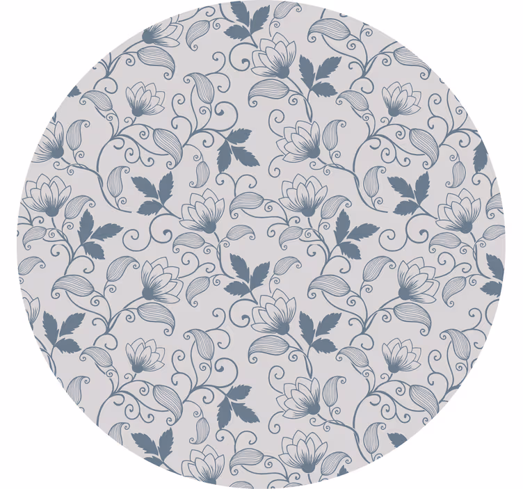 Estor enrollable gris patrón floral azul hamptons - TenVinilo