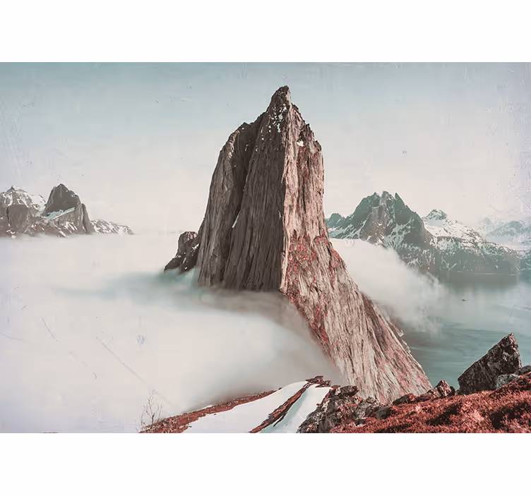 Estor enrollable habitación montañas con niebla noruega - TenVinilo