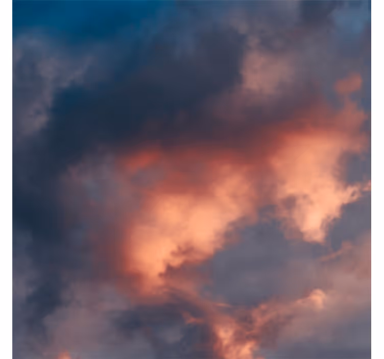 Estor enrollable salón cielo de nubes naranjas - TenVinilo