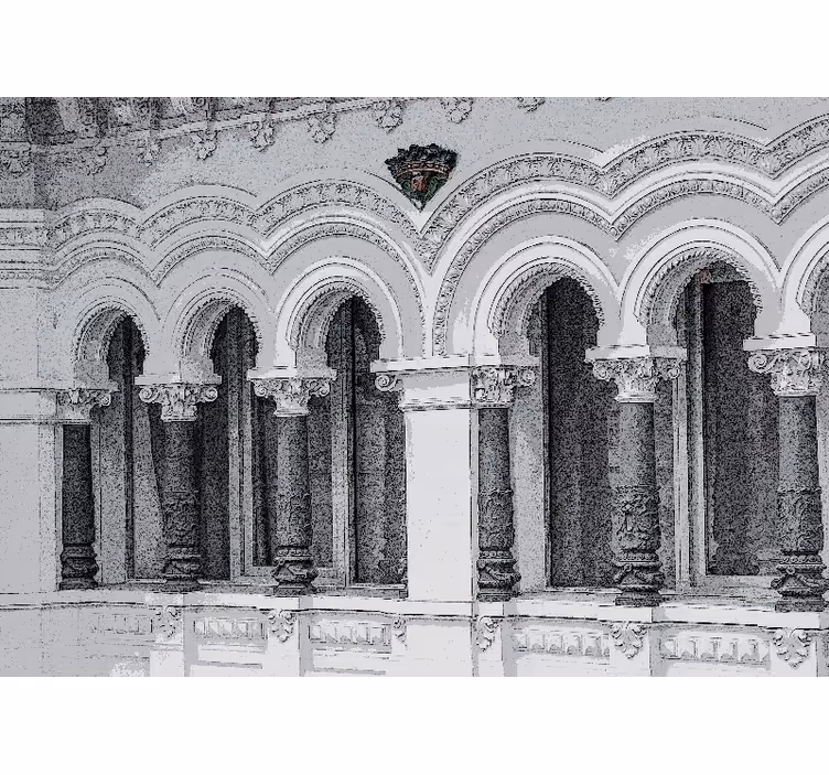 Estor enrollable salón arquitectura antigua 3d - TenVinilo