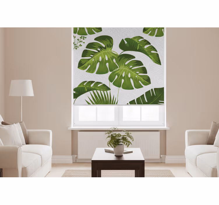 Estor enrollable salón hoja de monstera - TenVinilo