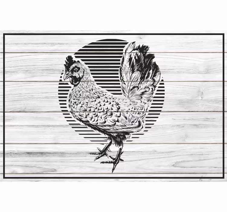 Estor enrollable habitación pollo sobre tablones de madera - TenVinilo