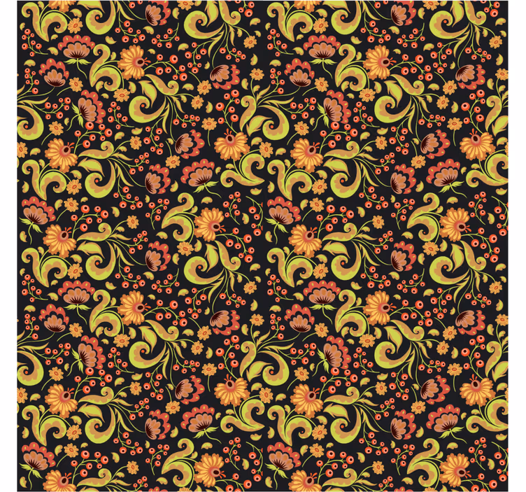 Estor enrollable habitación estilo ruso floral amarillo y rojo - TenVinilo