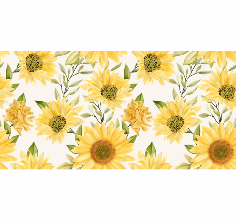 Estor enrollable habitación girasoles fondo blanco - TenVinilo