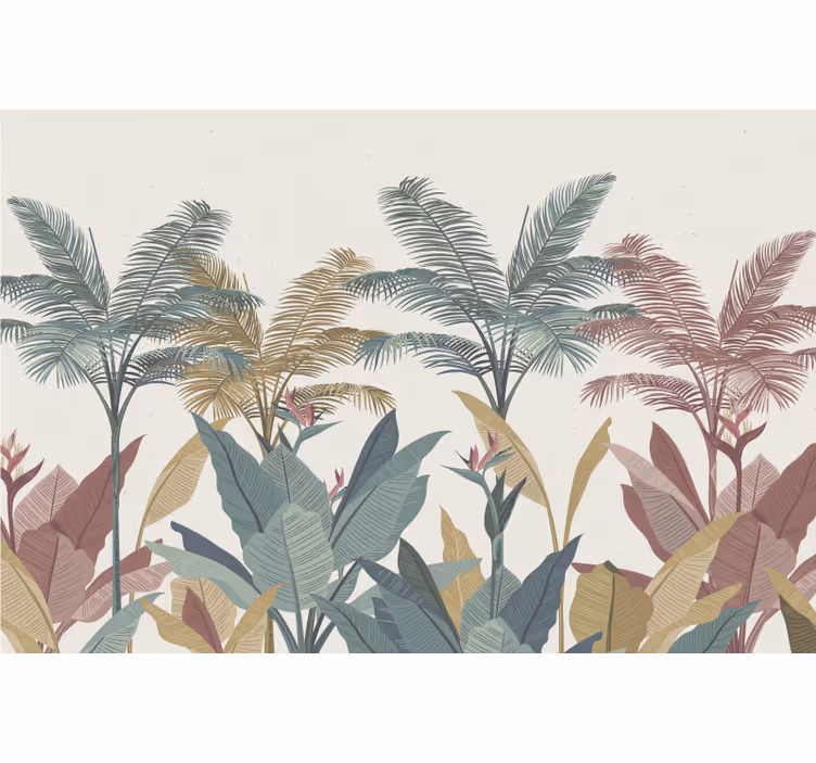 Estor enrollable habitación plantas tropicales terracota - TenVinilo