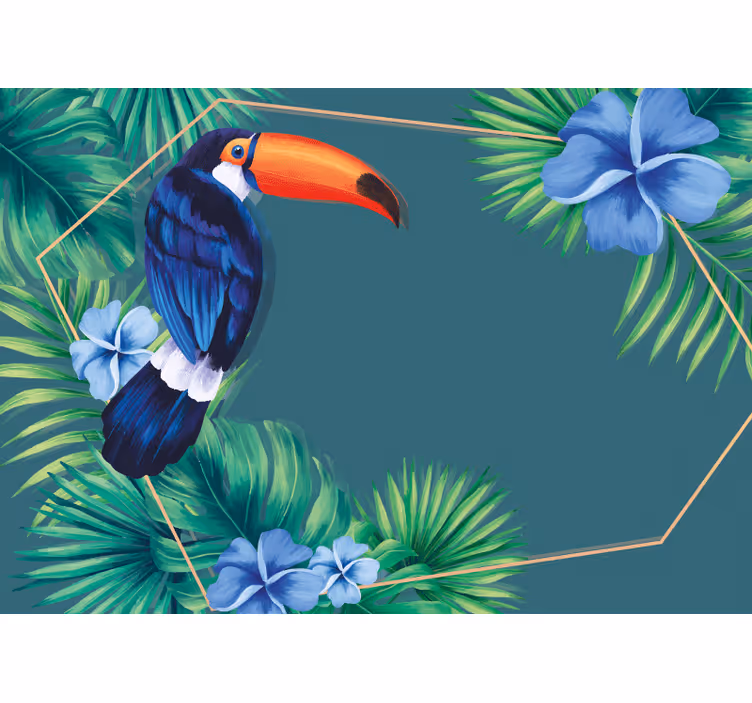 Estor enrollable habitación hojas tropicales con tucán - TenVinilo