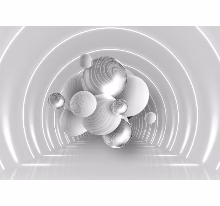 Estor enrollable blanco bolas blancas en túnel - TenVinilo