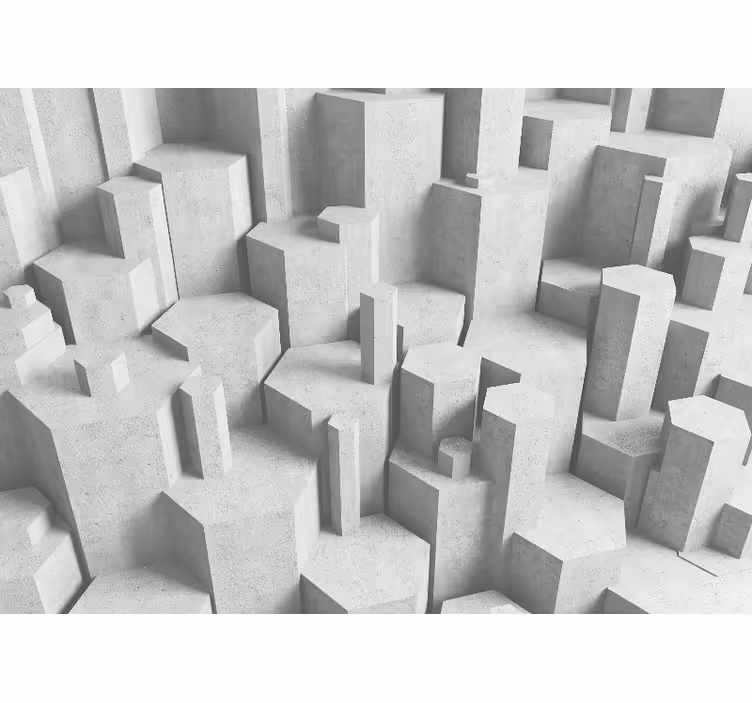 Estor enrollable blanco formas geométricas 3d concreto - TenVinilo