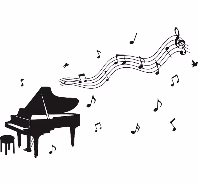 Estor enrollable blanco piano con notas musicales - TenVinilo