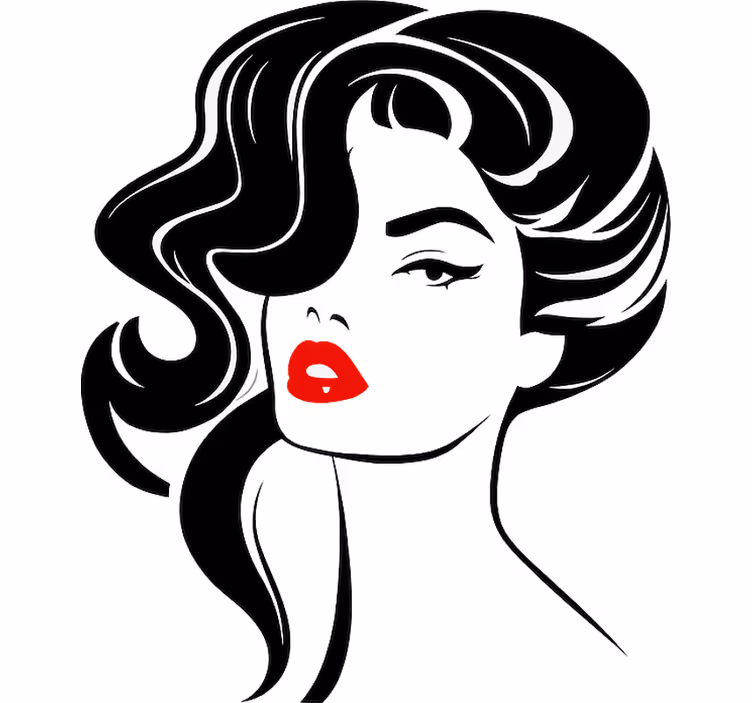 Estor enrollable blanco mujer bonita con labios rojos - TenVinilo