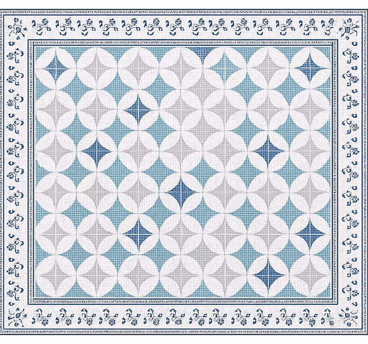Estor enrollable salón aspecto azulejo vintage azul - TenVinilo