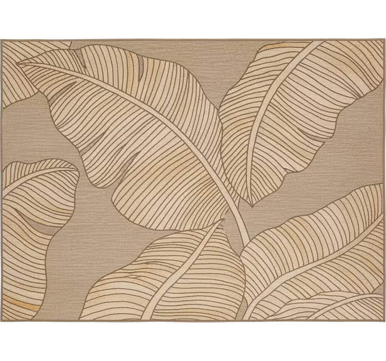 Estor enrollable salón diseño de hojas grandes beige - TenVinilo