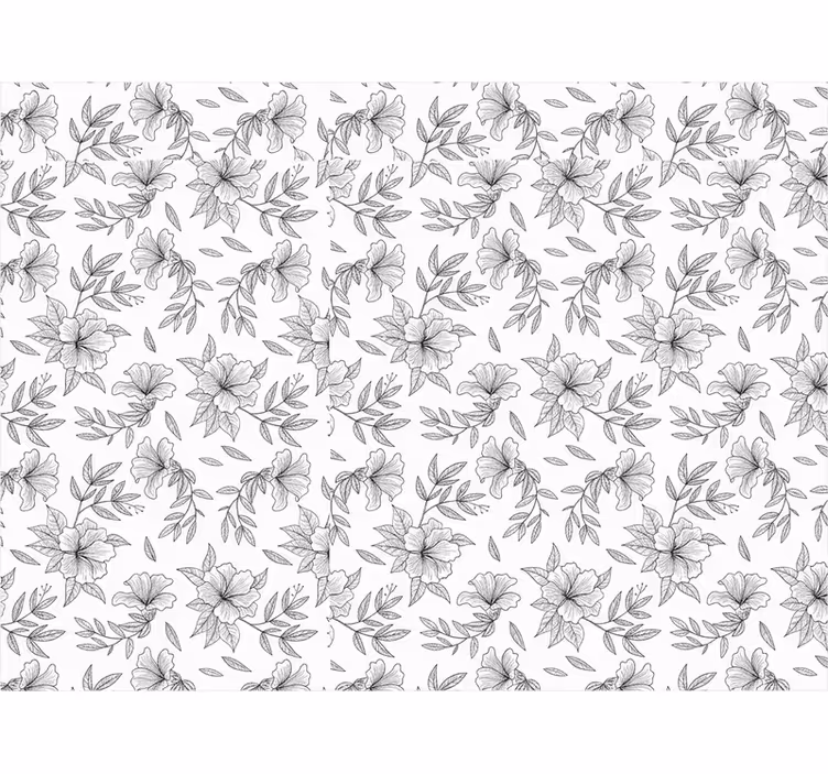 Estor enrollable salón diseño floral en blanco y negro - TenVinilo