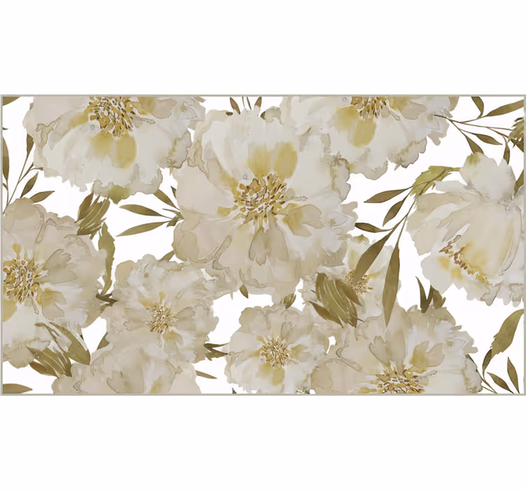 Estor enrollable salón flores grandes blancas - TenVinilo