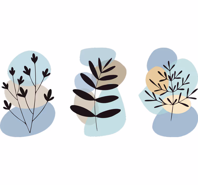 Estor enrollable habitación plantas abstractas con círculos - TenVinilo