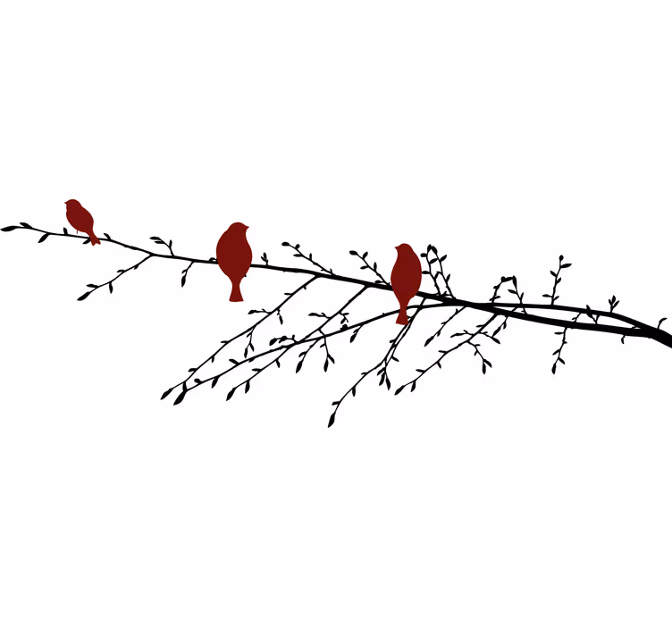 Estor enrollable habitación pájaros rojos en rama - TenVinilo