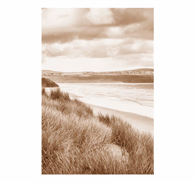Estor enrollable habitación paisaje costero sepia - TenVinilo