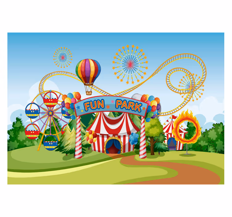 Estor enrollable infantil mural parque atracciones colorido - TenVinilo