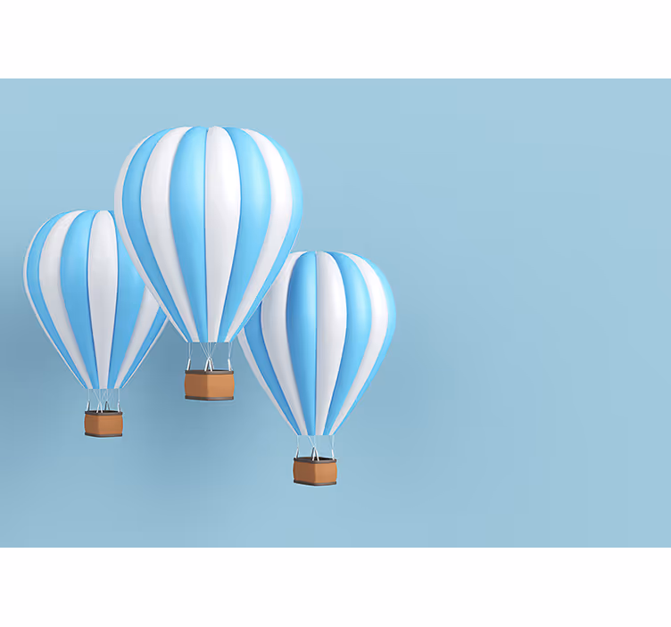 Estor enrollable infantil globo aerostático blanco y azul - TenVinilo