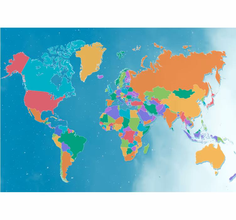 Estor enrollable infantil mapa mundi político colorido - TenVinilo