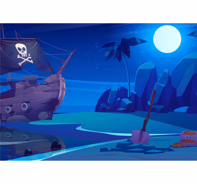 Estor enrollable infantil barco pirata de noche - TenVinilo