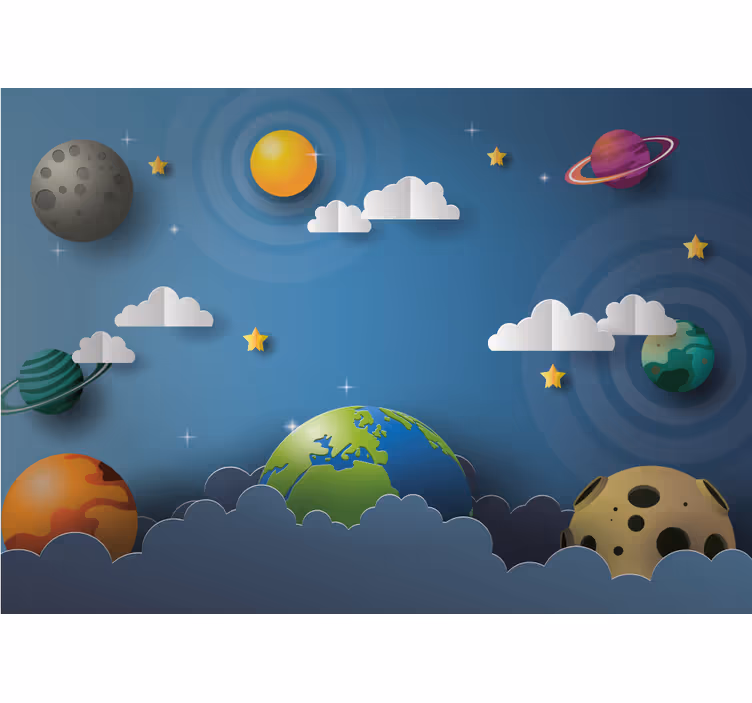 Estor enrollable infantil planetas de dibujos animados - TenVinilo