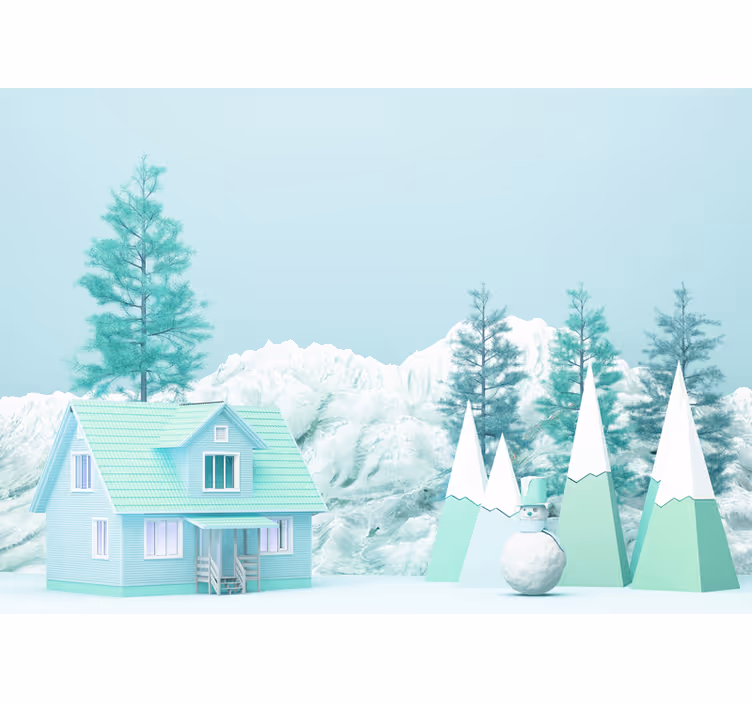 Estor enrollable infantil granja en el bosque low poly - TenVinilo