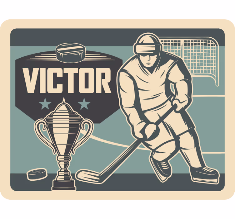 Estor enrollable infantil jugador de hockey con nombre - TenVinilo