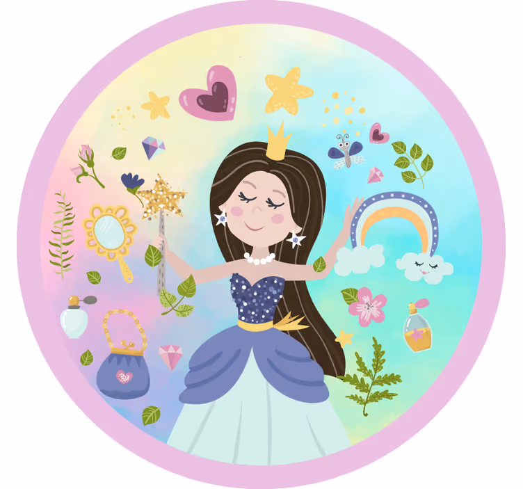 Estor enrollable infantil fondo multicolor princesa - TenVinilo