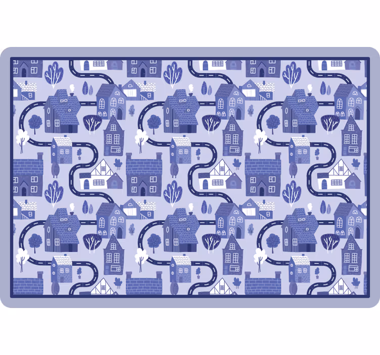 Estor enrollable infantil pueblo azul nórdico - TenVinilo