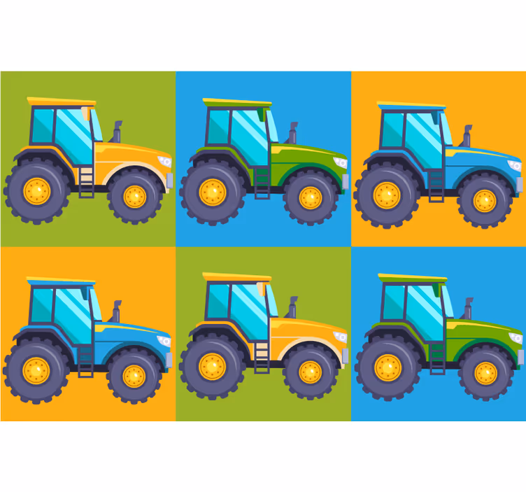 Estor enrollable infantil azulejos de tractor multicolor - TenVinilo