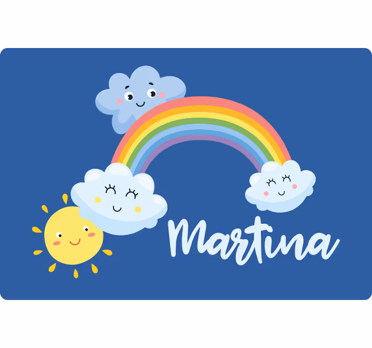 Estor enrollable infantil nubes y arcoíris con nombre - TenVinilo