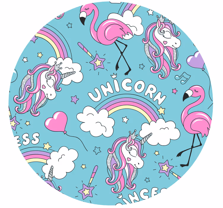 Estor enrollable infantil patrón de unicornios y flamencos - TenVinilo
