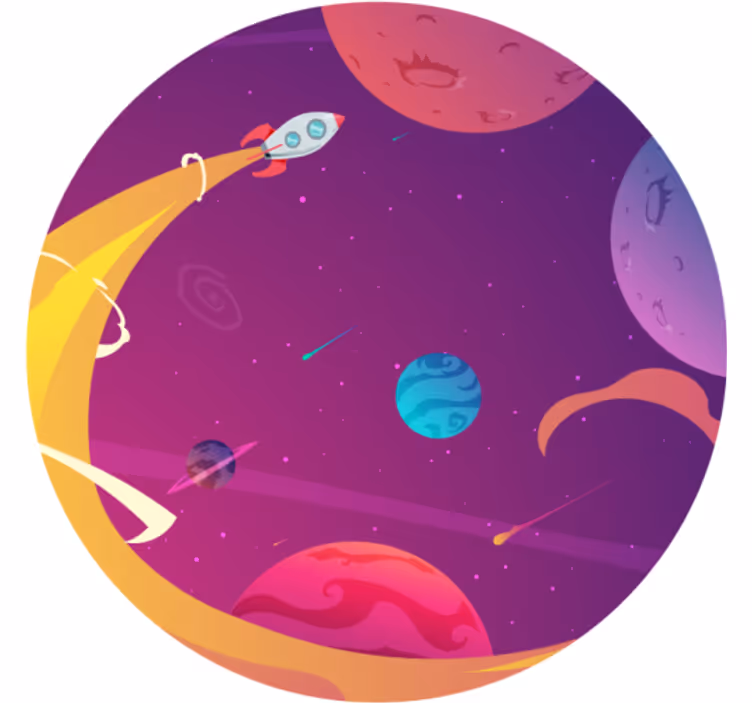 Estor enrollable infantil cohete de dibujos en el espacio - TenVinilo