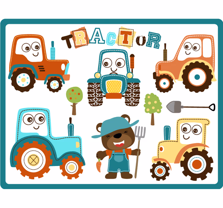 Estor enrollable infantil tractores sonrientes - TenVinilo