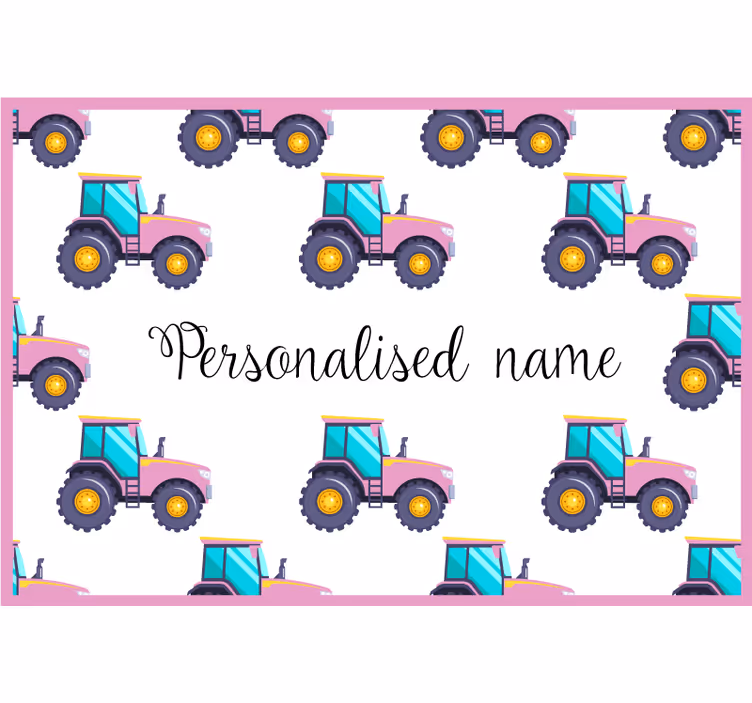 Estor enrollable infantil tractor rosa personalizado - TenVinilo