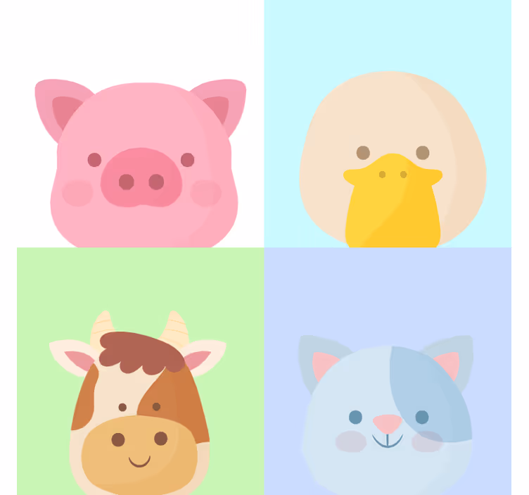 Estor enrollable infantil 4 animales de granja lindos - TenVinilo