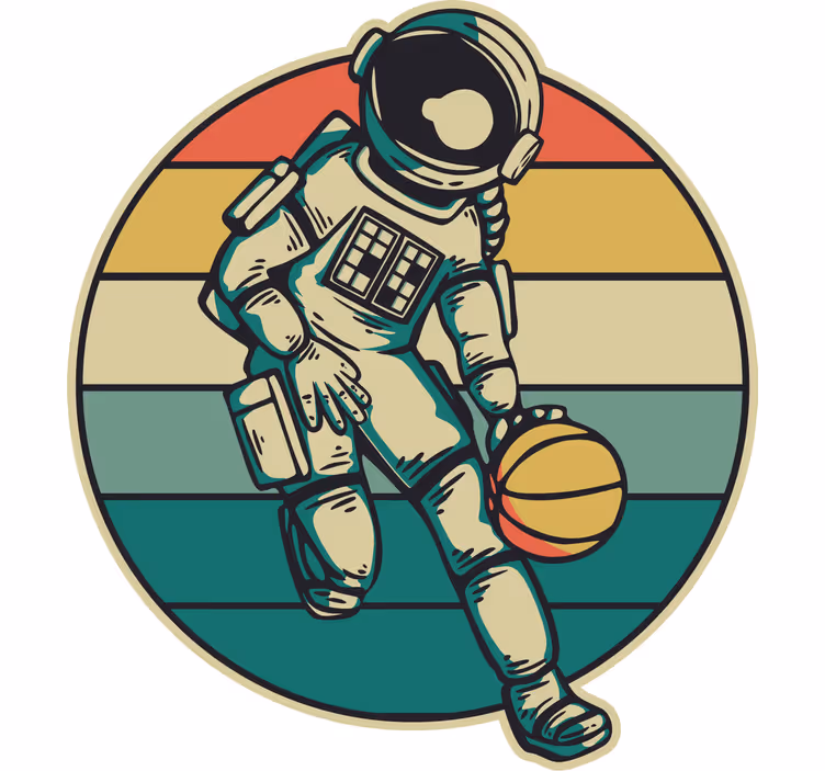 Estor enrollable infantil astronauta vintage jugando baloncesto - TenVinilo