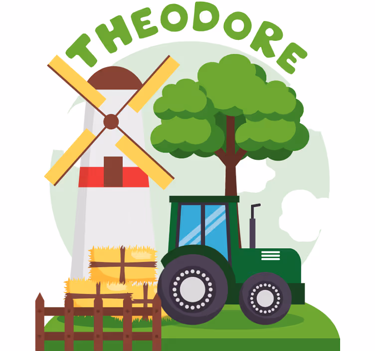 Estor enrollable infantil tractor verde con colinas y nubes - TenVinilo