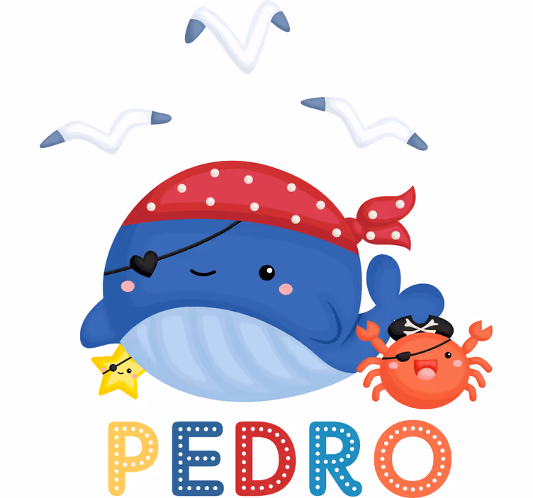 Estor enrollable infantil ballena pirata azul - TenVinilo