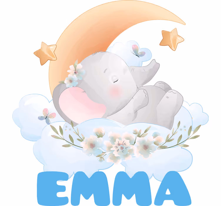 Estor enrollable infantil elefante con nombre lindo - TenVinilo