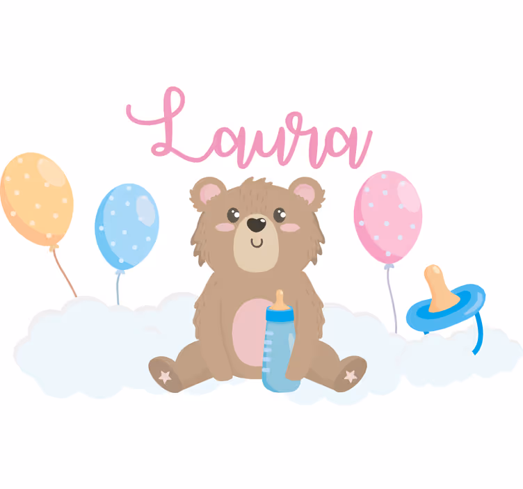Estor enrollable infantil oso lindo para niña con nombre - TenVinilo