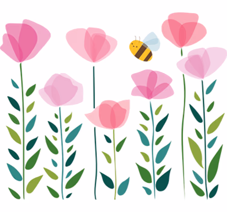 Estor enrollable infantil flores rosas y abeja - TenVinilo