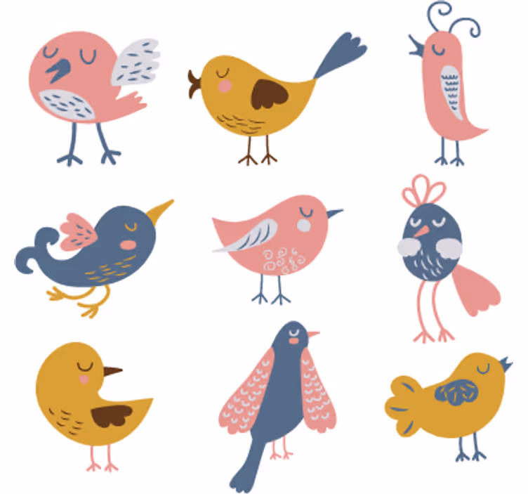 Estor enrollable infantil sticker pegatina nueve pájaros - TenVinilo