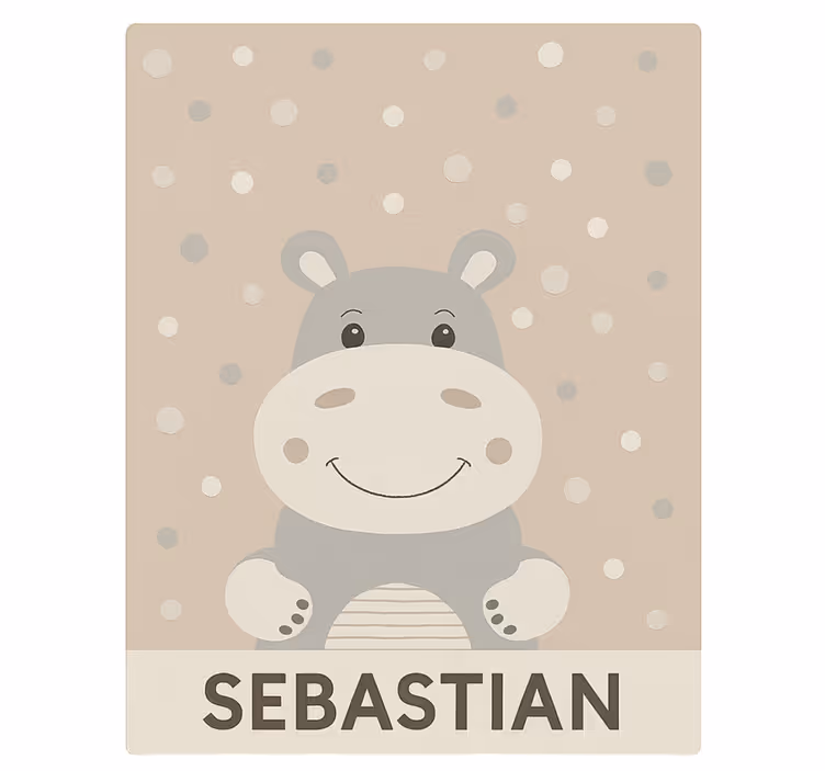 Estor enrollable infantil hipopótamo beige personalizado - TenVinilo