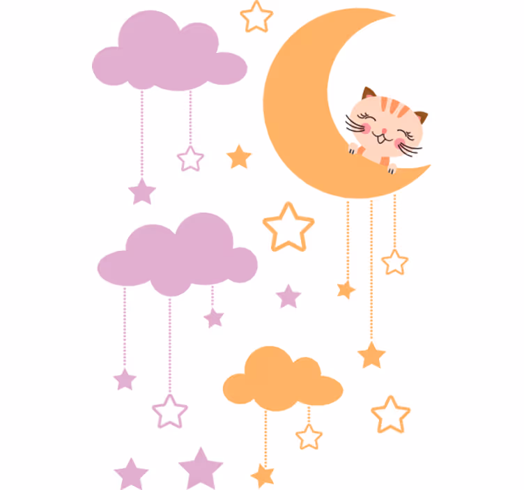 Estor enrollable infantil sticker luna y gato - TenVinilo