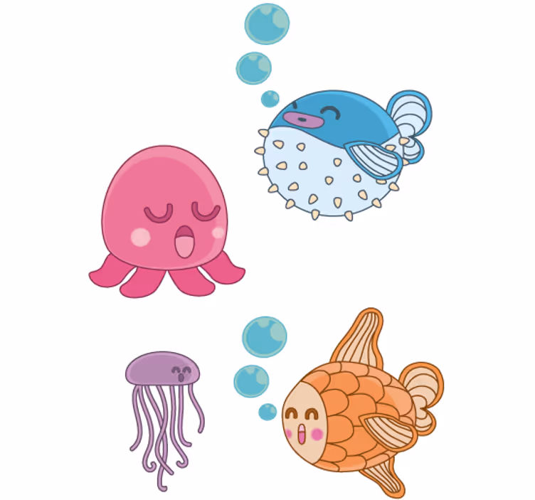 Estor enrollable infantil sticker ilustración peces - TenVinilo