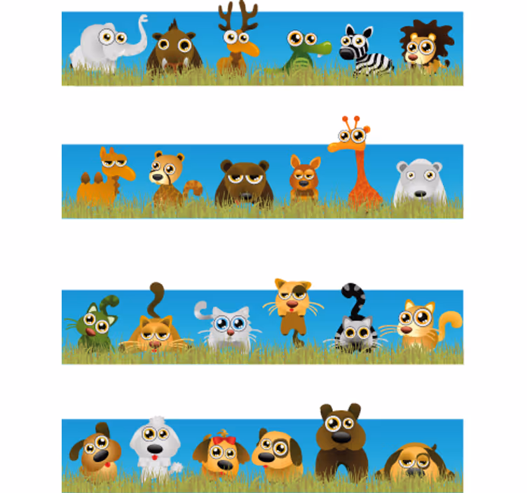 Estor enrollable infantil rayas con animales - TenVinilo